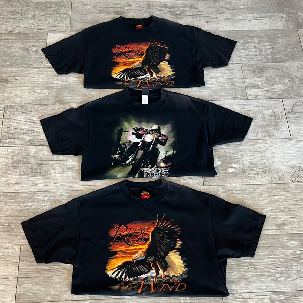 Hot Leathers Motorcycle T-Shirt Size: L Color: Black‎ Lot of 3